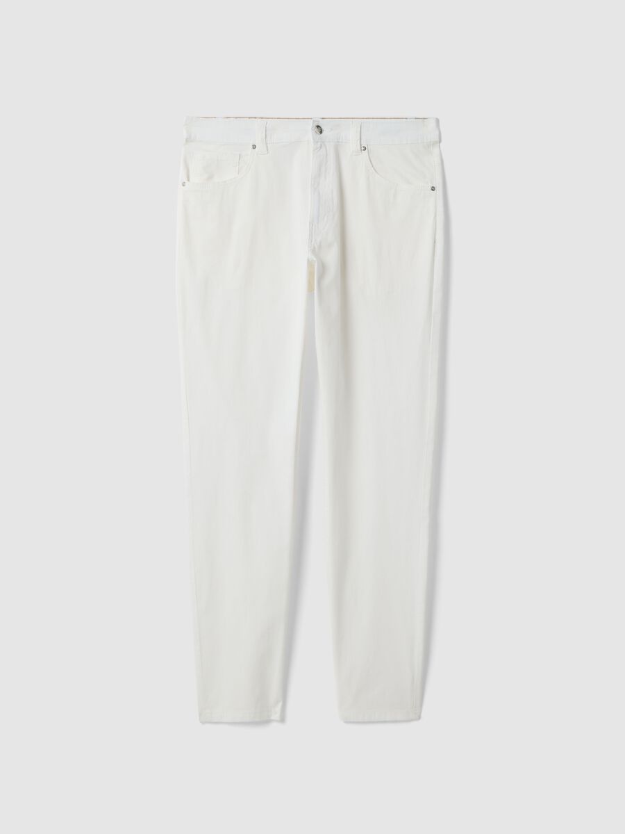 Slim fit stretch cotton white trousers_4