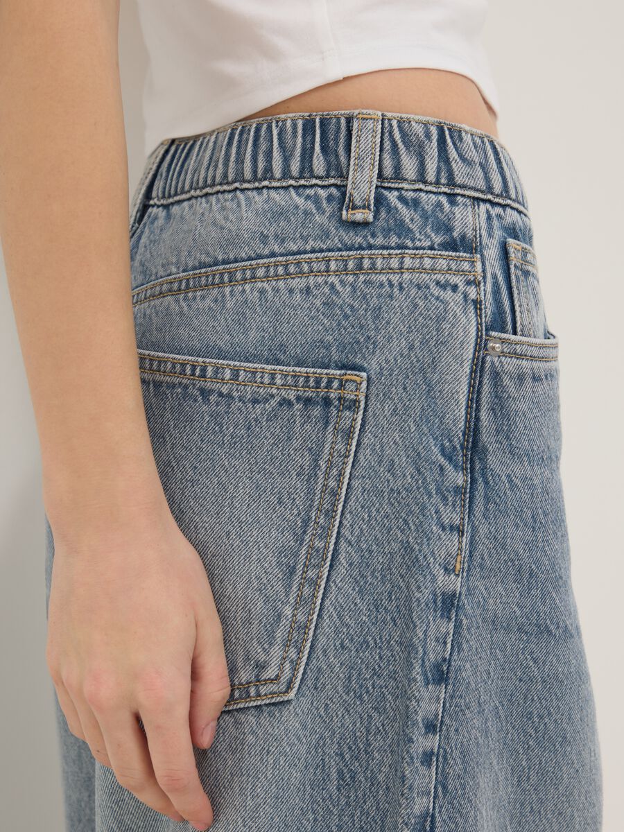 Pure Cotton Blue Wide Leg Denim Jeans_3