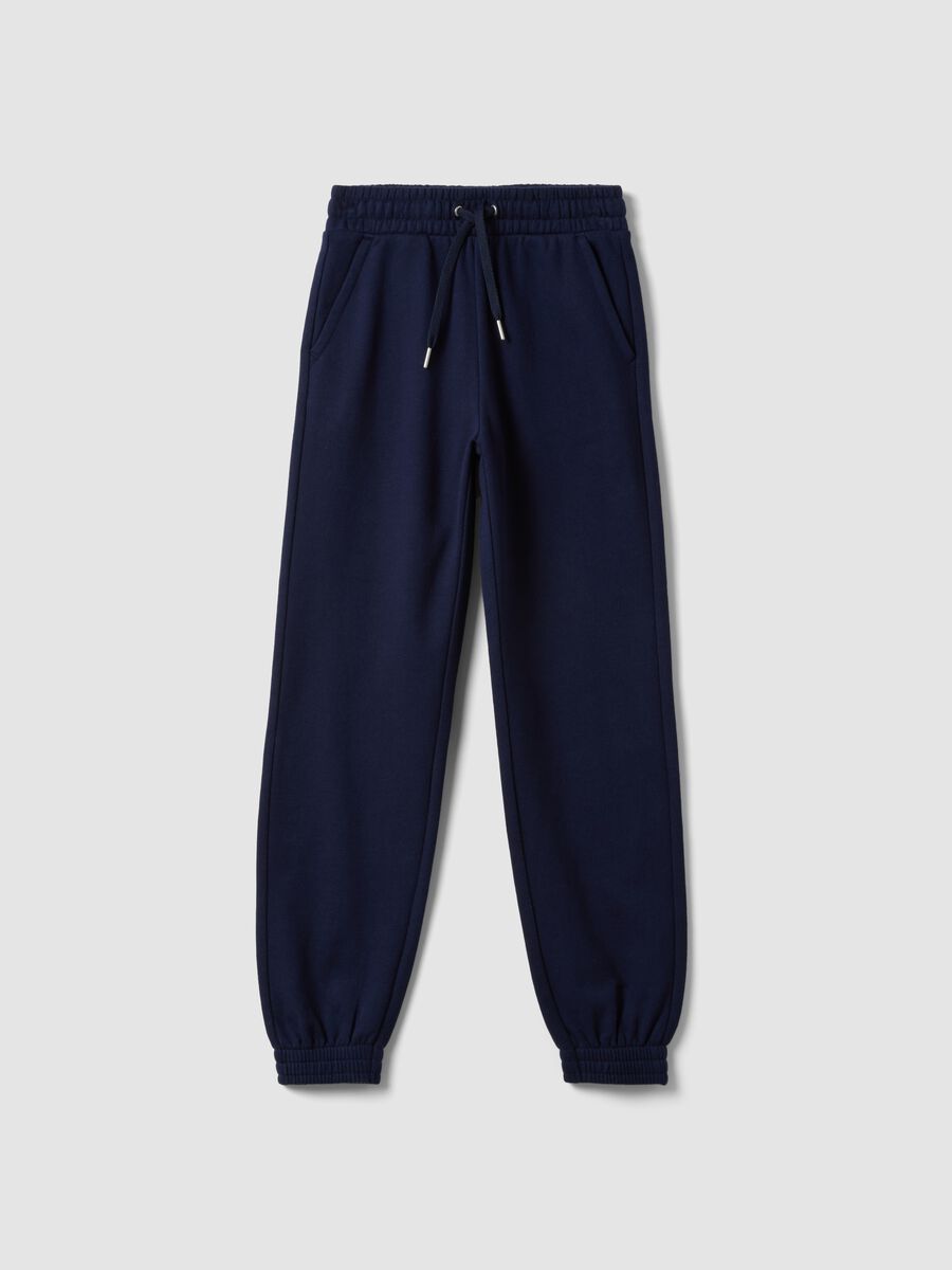 Blue organic cotton joggers, regular fit, for girls_4