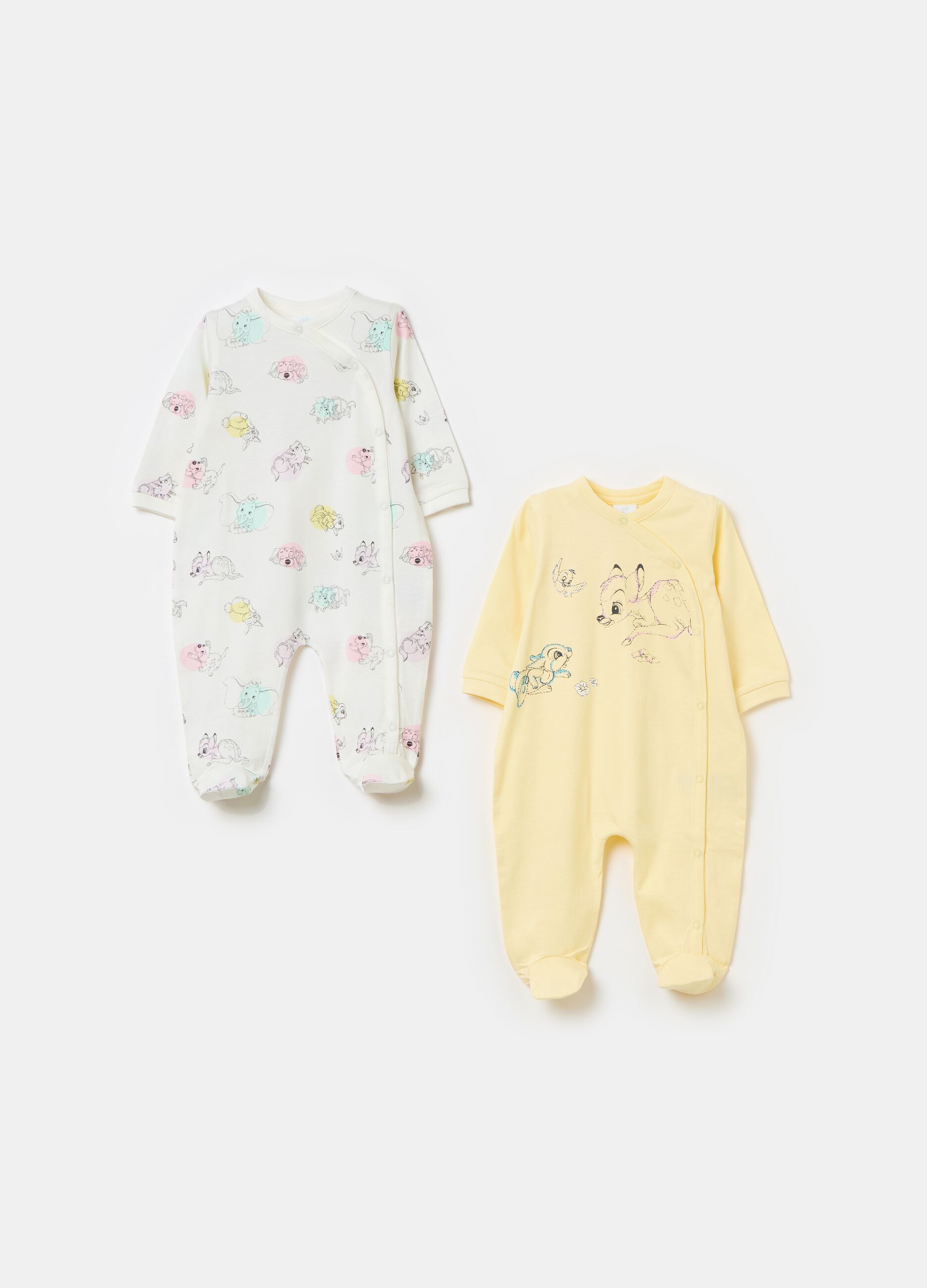Two-pack Bambi and Thumper onesies in organic cotton