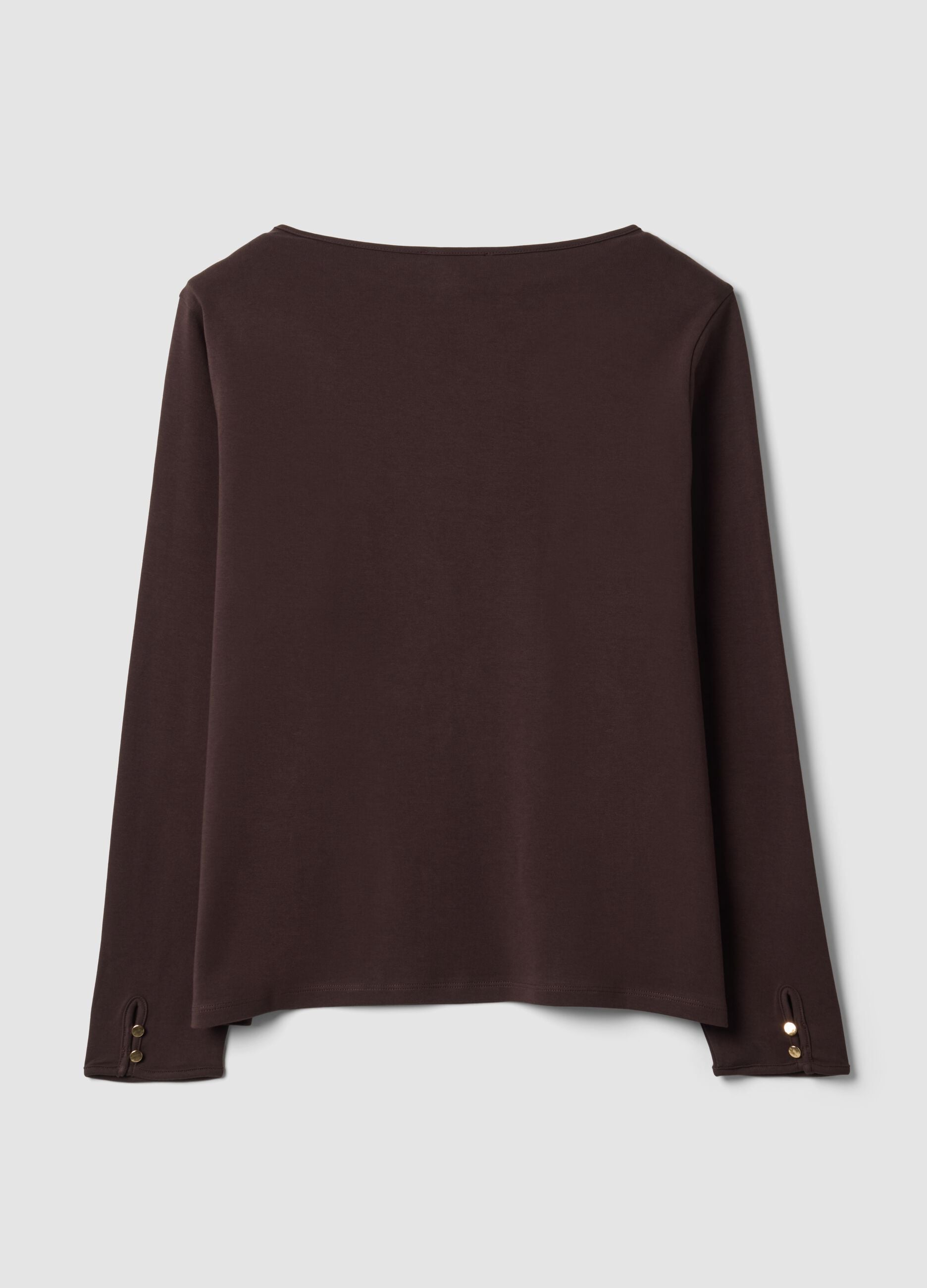 Brown pure cotton regular-fit crew-neck T-shirt