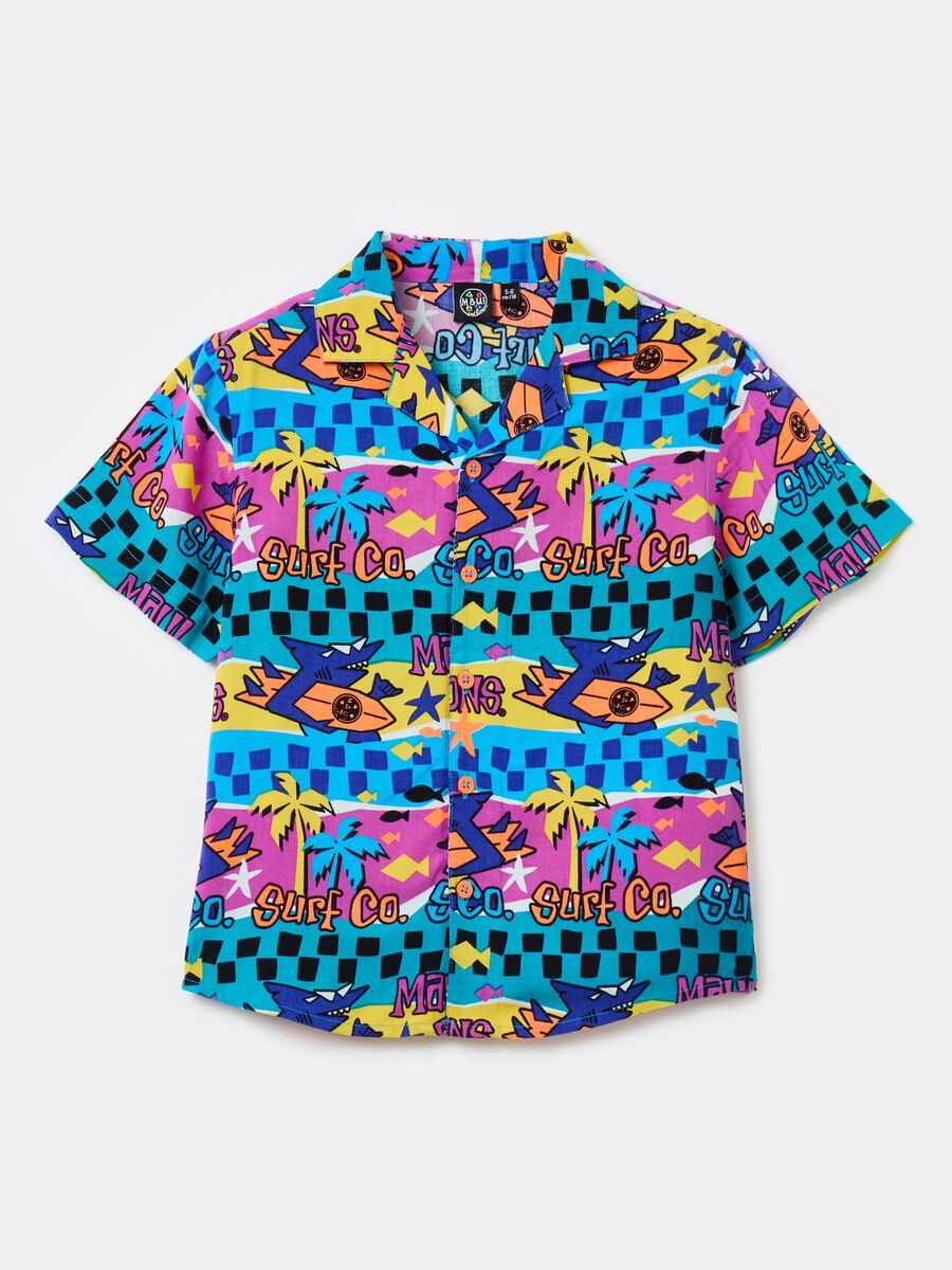 Short-sleeved shirt with multicoloured print_0