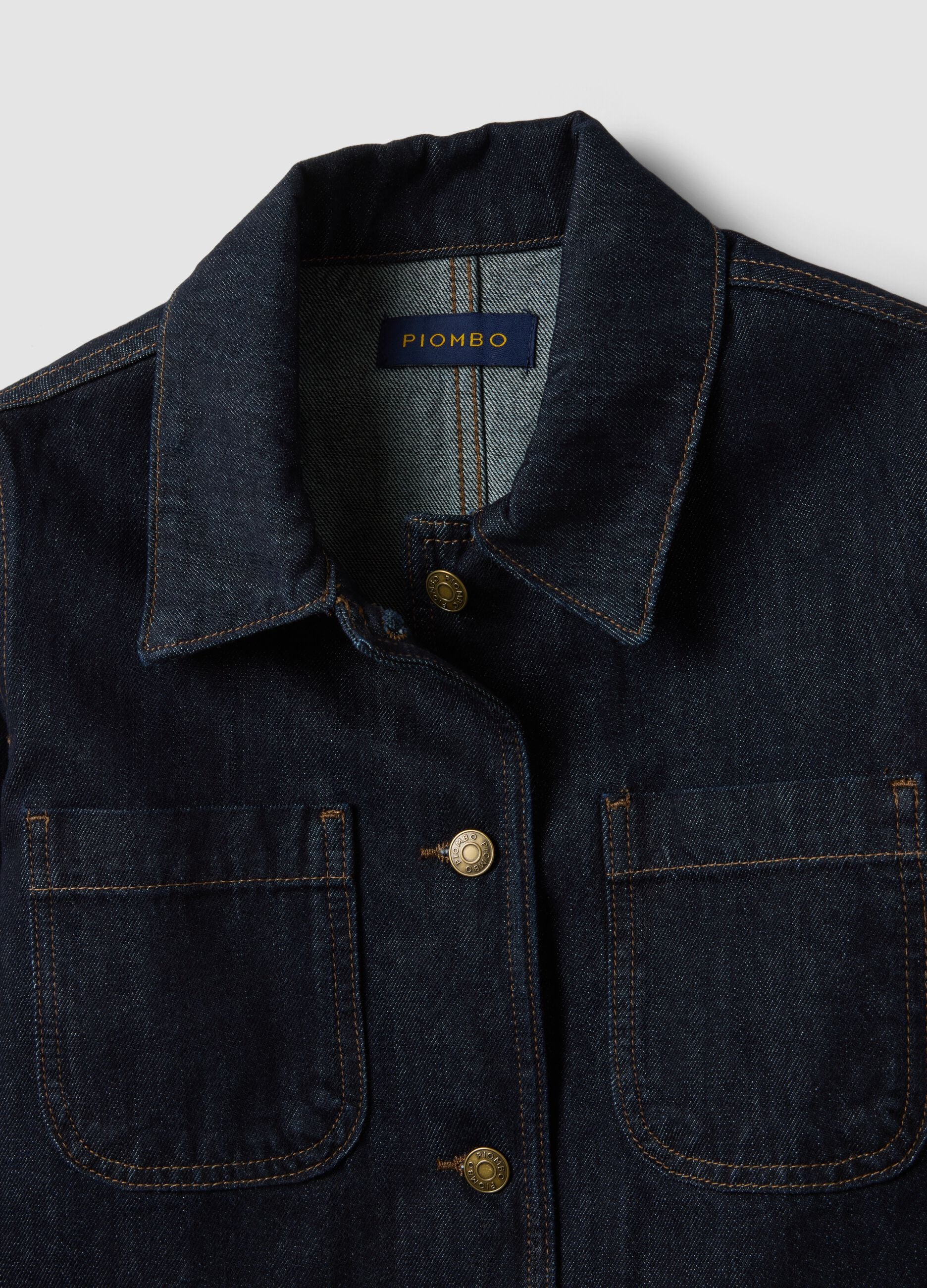 Blue pure cotton denim jacket, regular fit with buttons