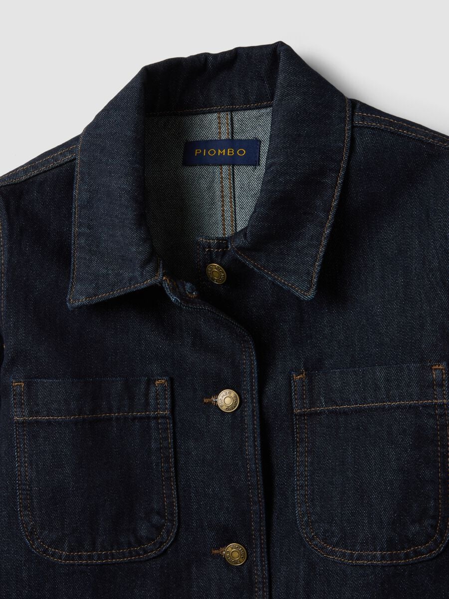 Blue pure cotton denim jacket, regular fit with buttons_1
