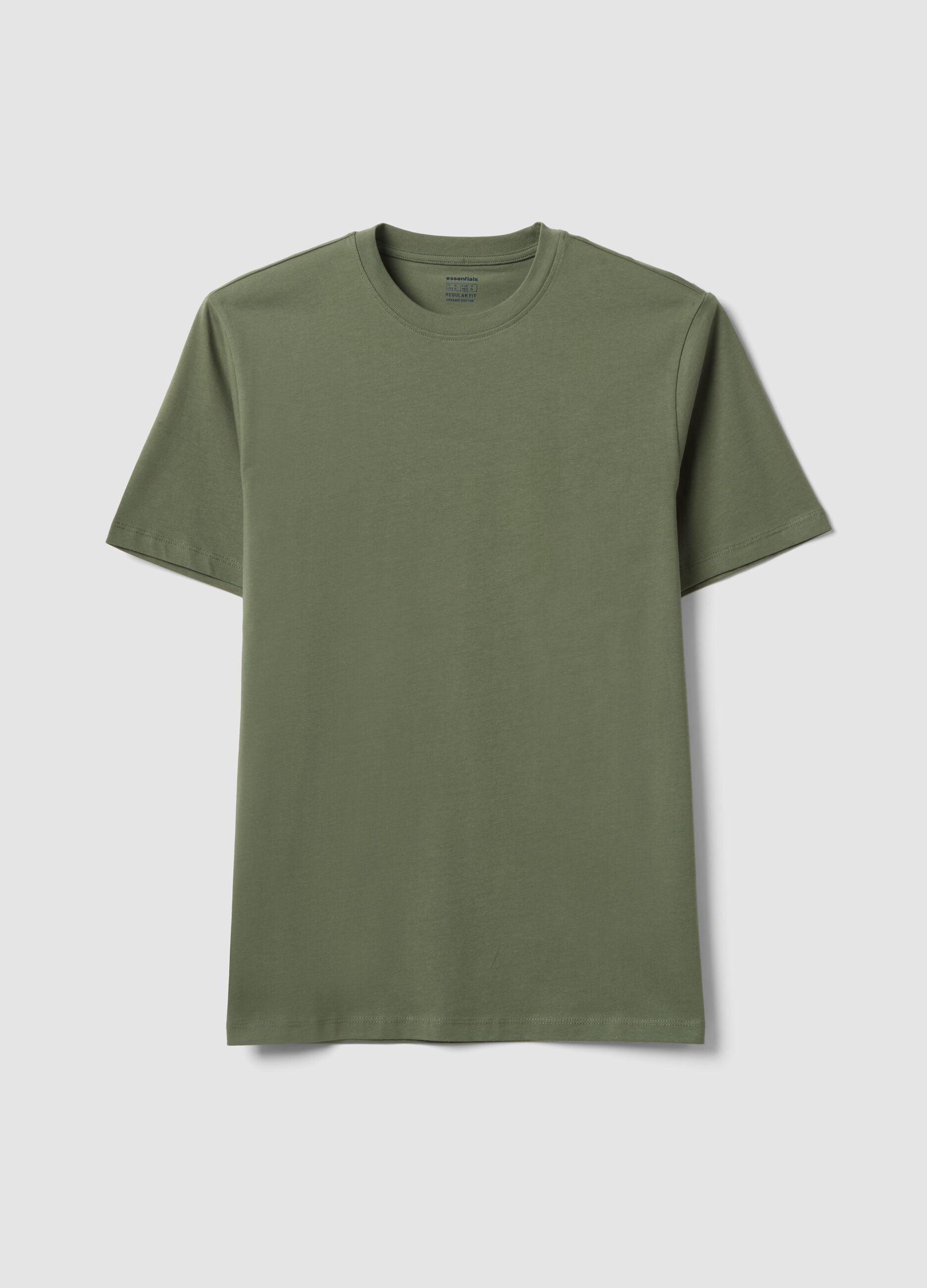 T-shirt verde in puro cotone organico jersey regular fit
