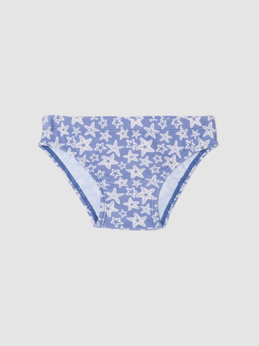 Blue stretch swim briefs with starfish print_0