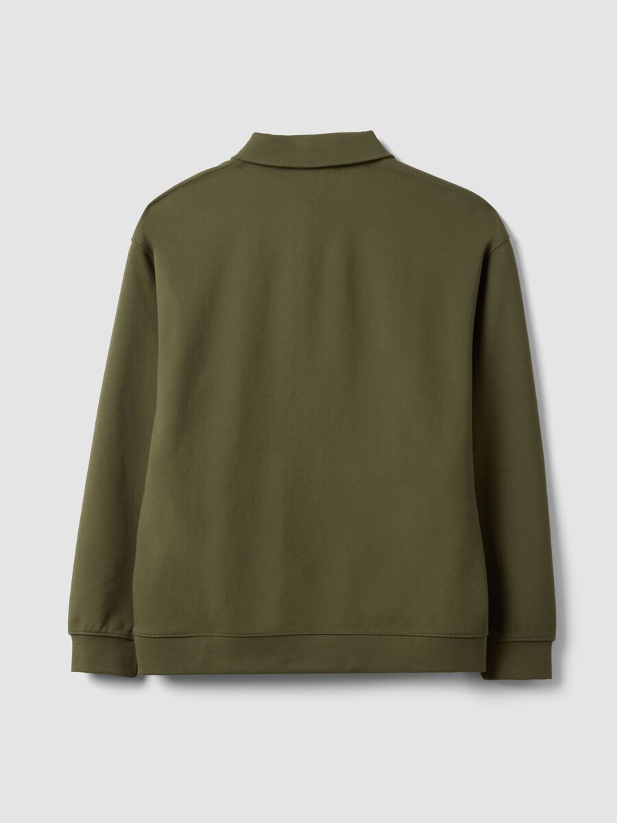 Gr&uuml;nes Sweatshirt aus Stretchmaterial mit Polokragen im Relaxed Fit_2