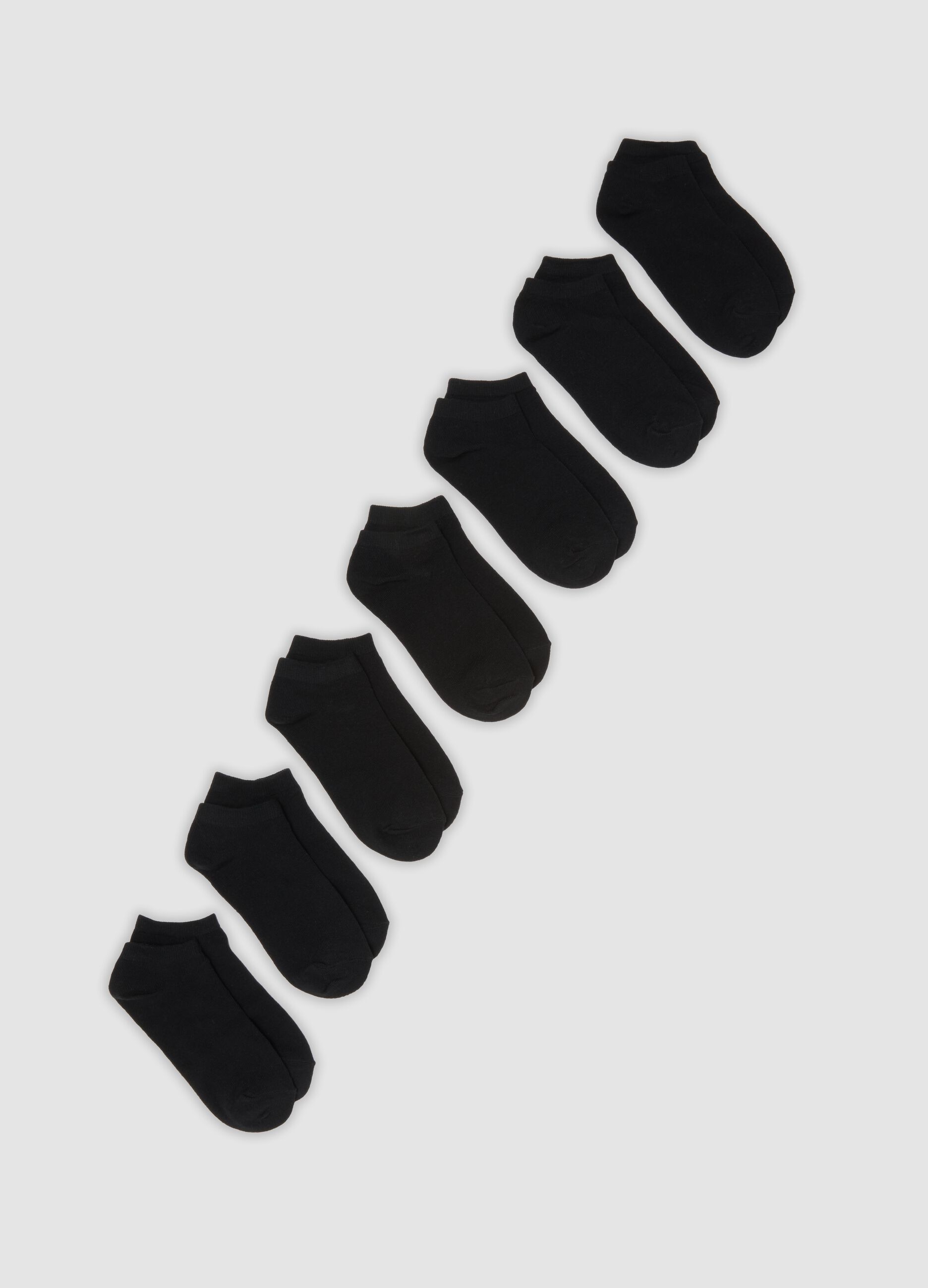 7er-Pack schwarze Kn&ouml;chelsocken aus Bio-Baumwolljersey-Mix