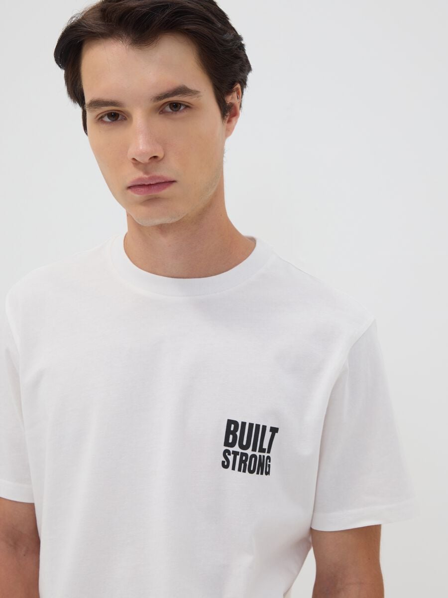 White pure cotton jersey T-shirt with graphic print, regular fit_2