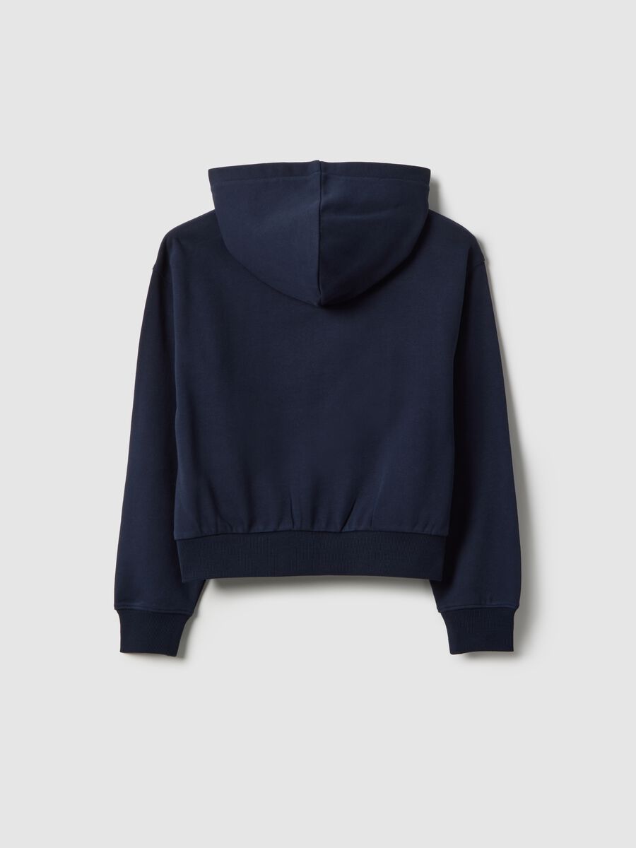 Blue pure cotton hoodie with zip for girls, regular fit_4
