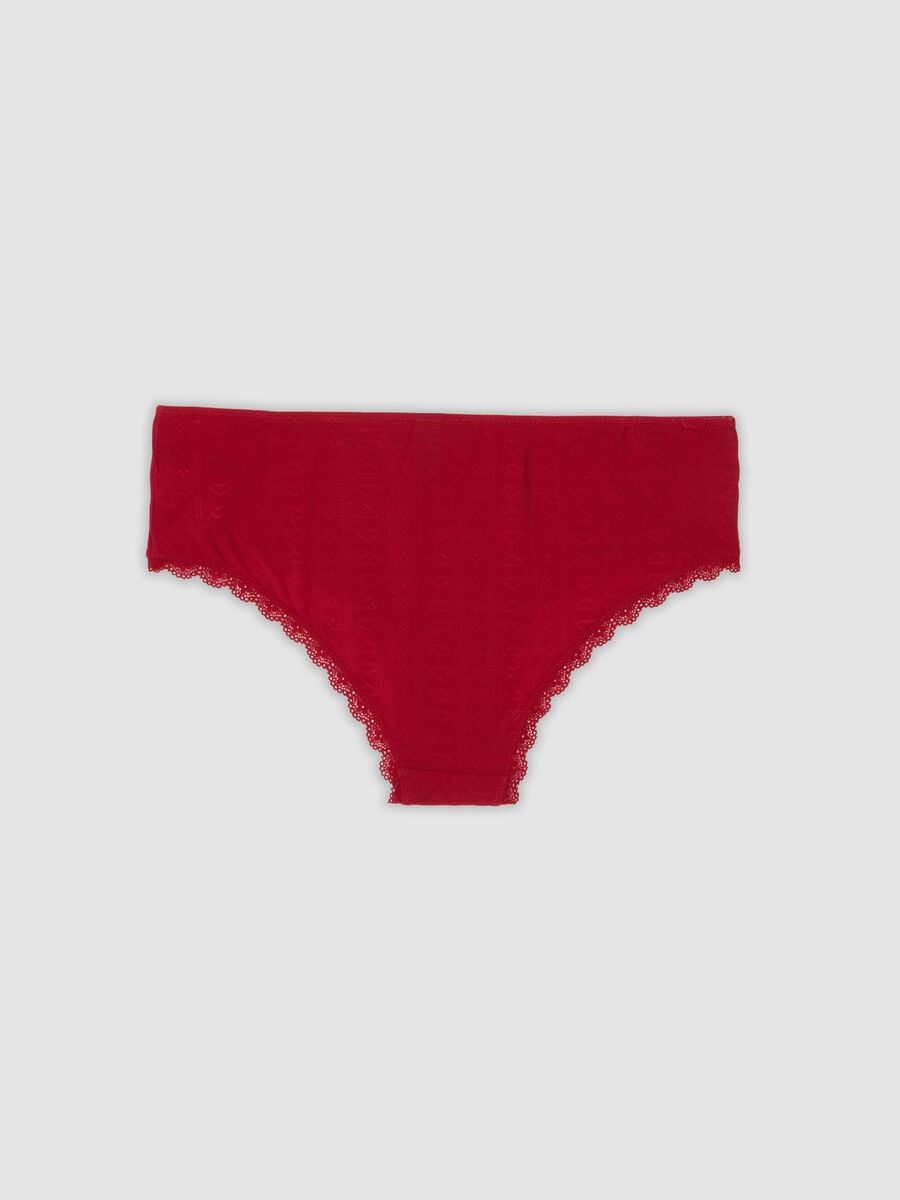 Red stretch modal hipster briefs with lace_1