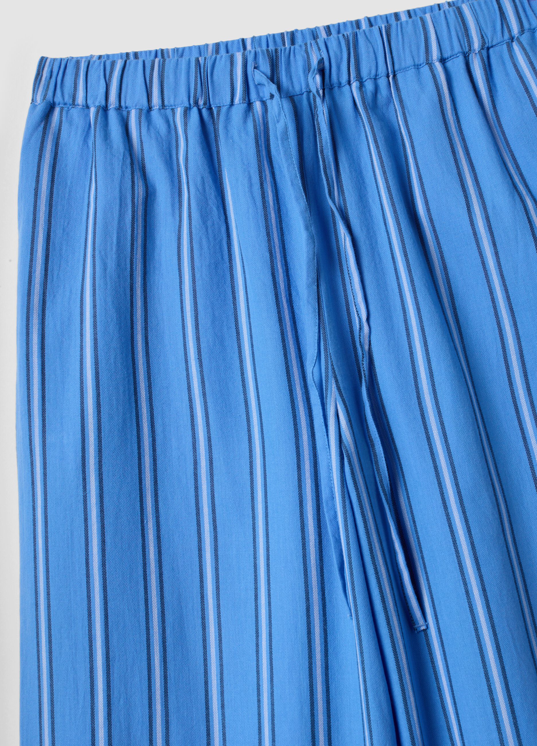 Blue pure cotton striped beach cover-up trousers