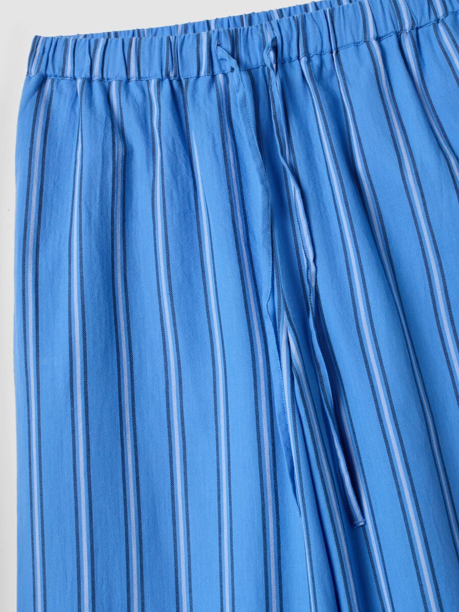 Pantalon de plage bleu &agrave; rayures en pur coton_1