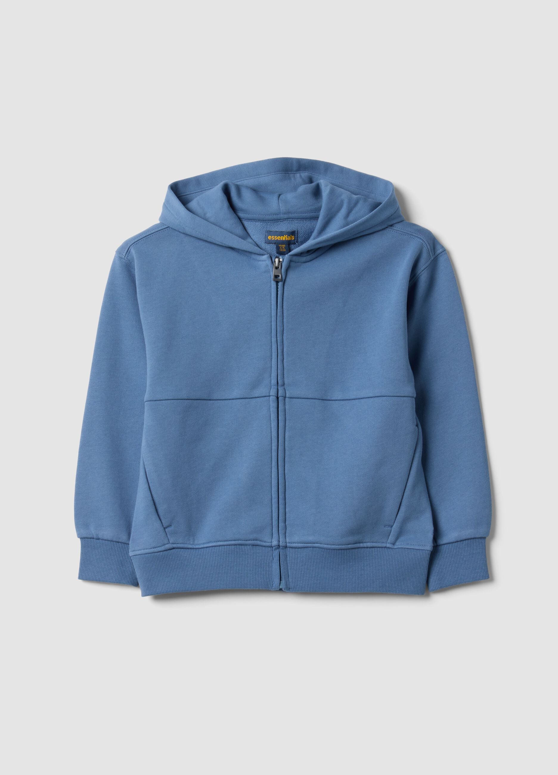 Blue organic cotton hooded sweatshirt with oversized fit for boys