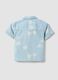 Light Blue Pure Cotton Denim Child's Shirt Regular Fit with Palm Trees_1