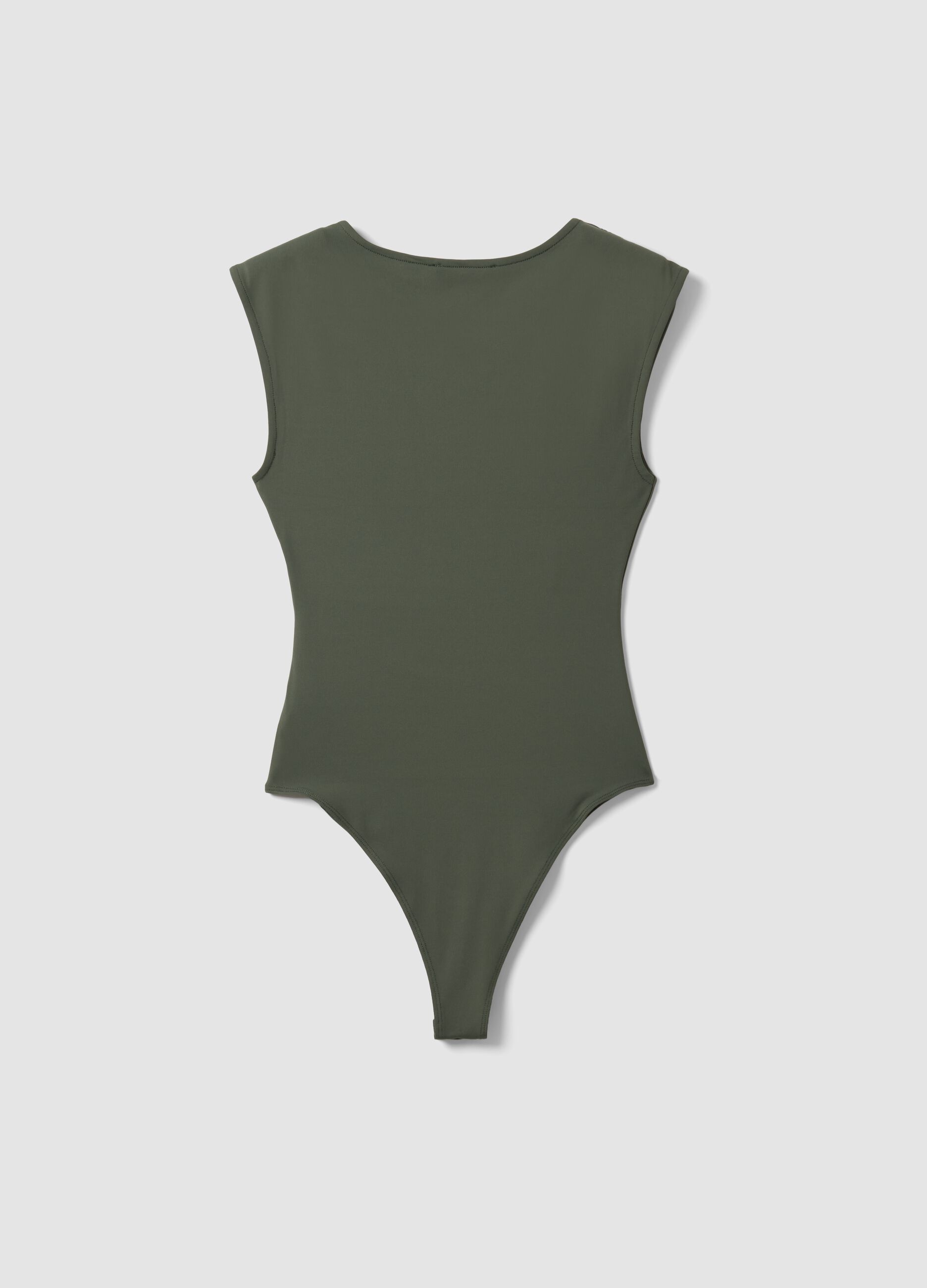 Body verde in tessuto elasticizzato con arricciature regular fit