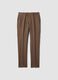 Brown pure linen slim-fit trousers_4