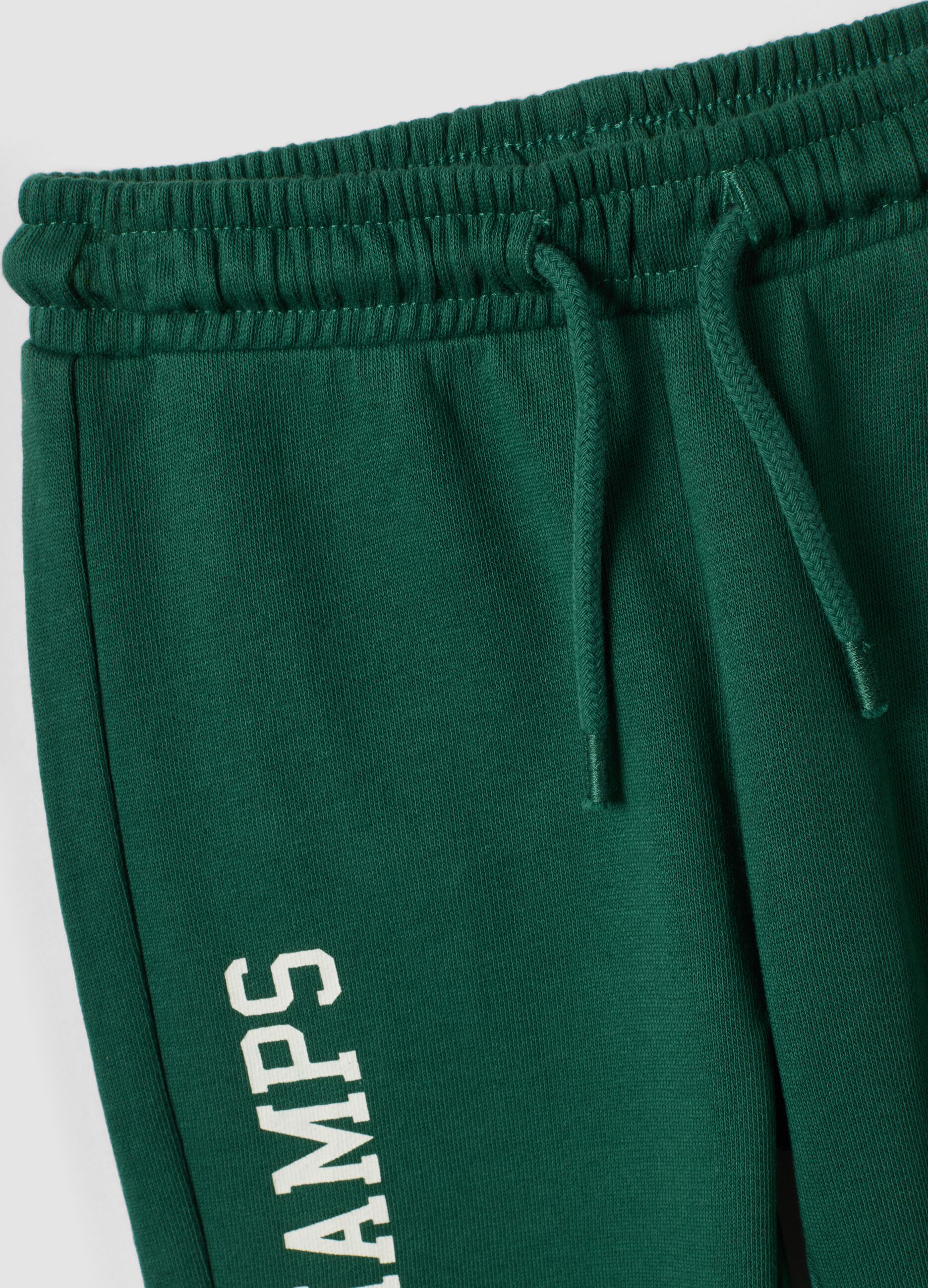 Green pure cotton crew-neck jogger set for baby boy
