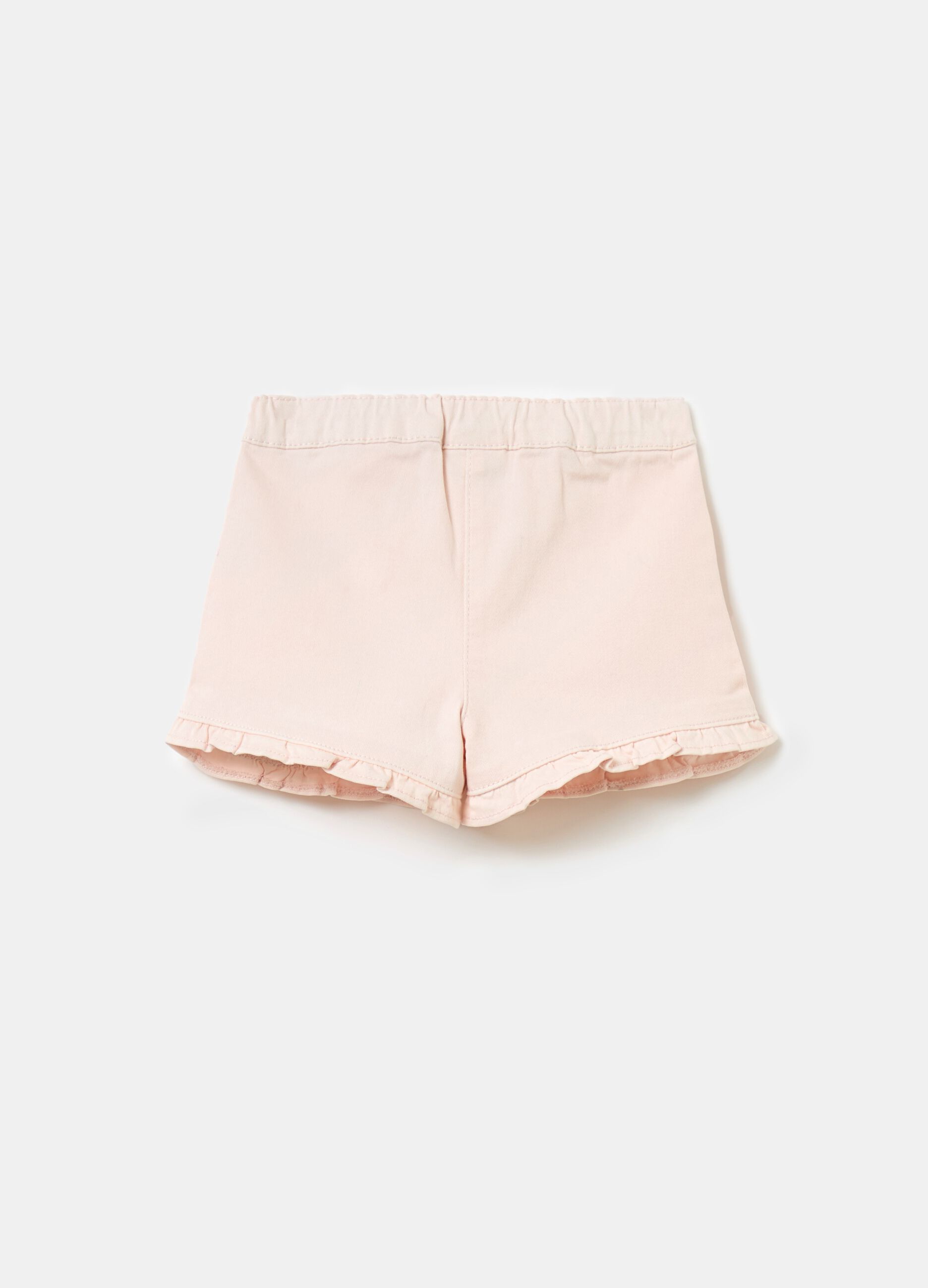 Shorts in twill con rouches