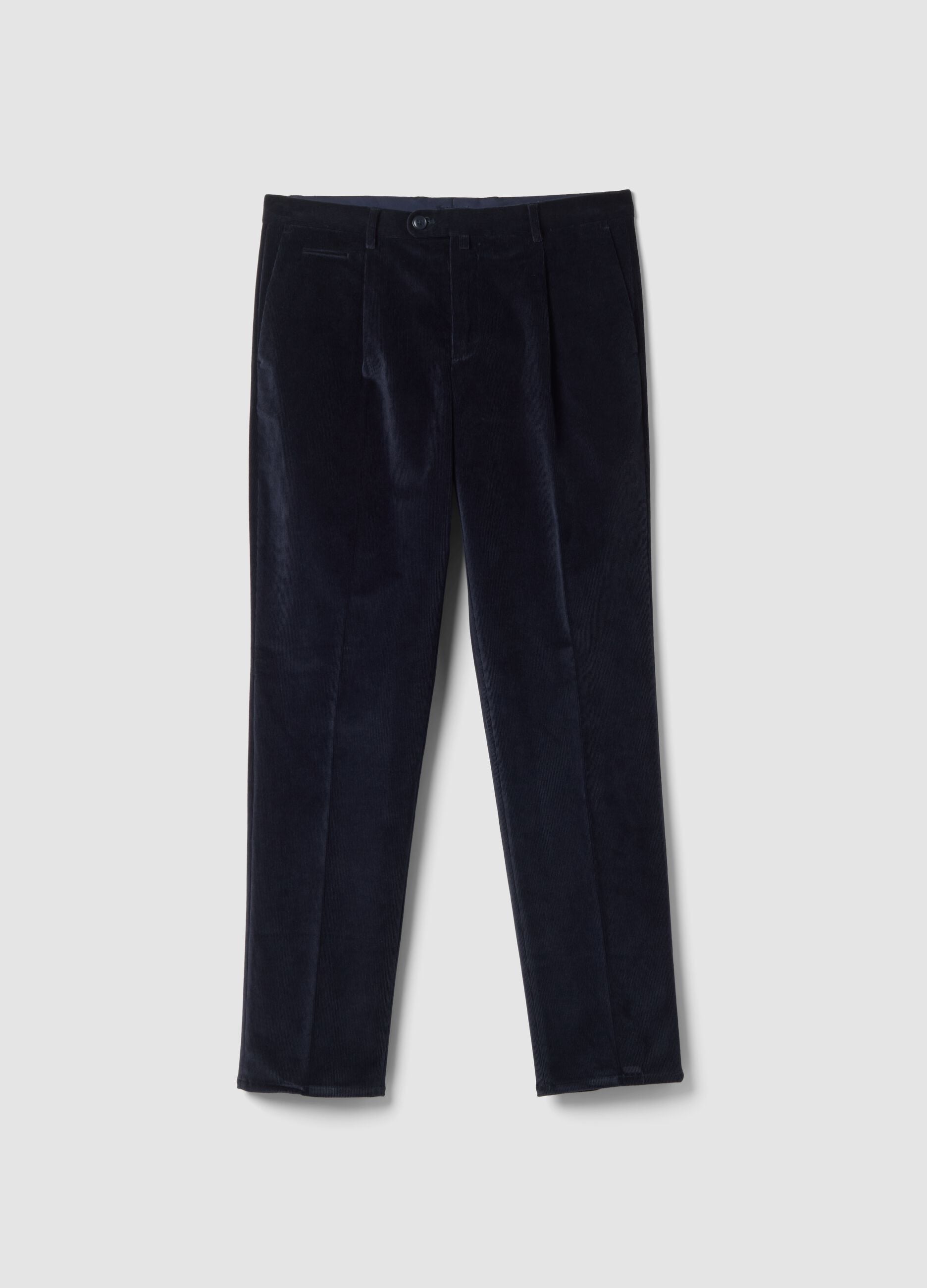 Pantaloni blu navy in cotone elasticizzato