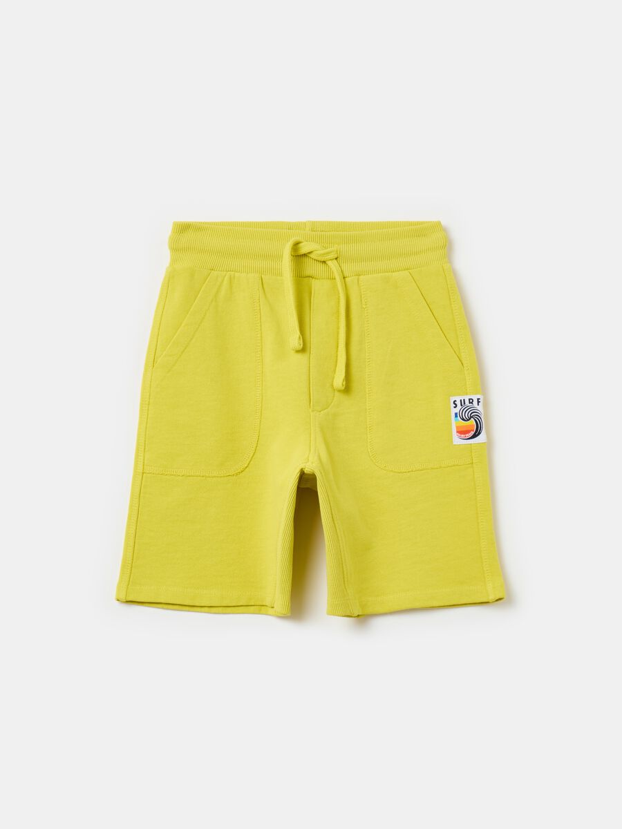 Fleece Bermuda shorts with drawstring_0