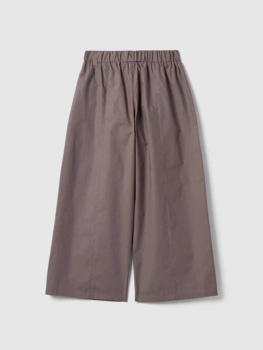 Brown pure cotton trousers with elasticated waistband for girls_4
