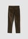 Pantaloni marroni in cotone elasticizzato a coste_2