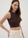 Braunes Crop-Top aus elastischer Baumwolle_0