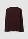 Brown long-sleeved pure organic cotton crew-neck T-shirt_1