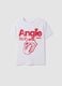 White stretch cotton T-shirt with Rolling Stones print_0