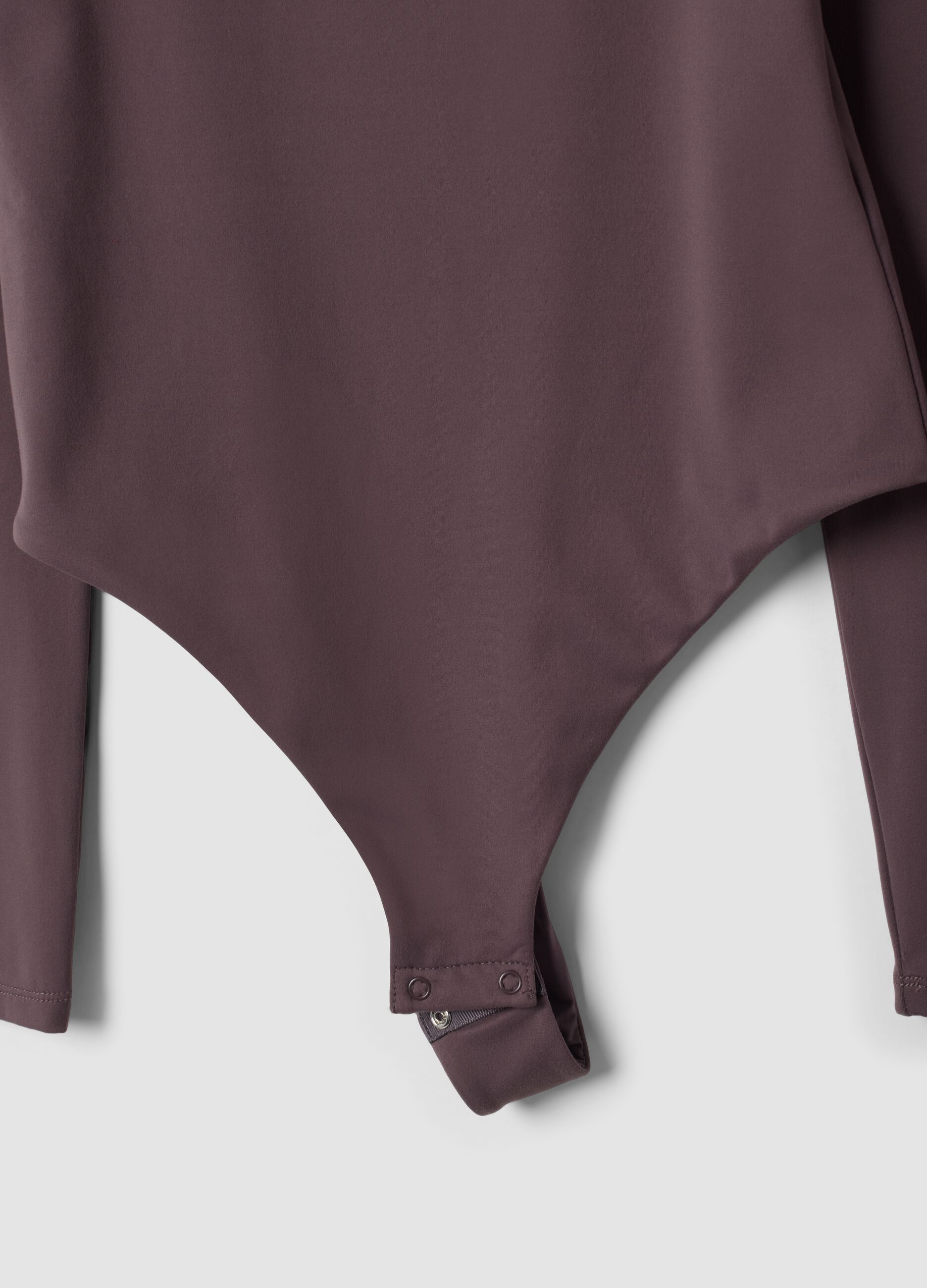 Body marrone in tessuto elasticizzato con Scollo madonna