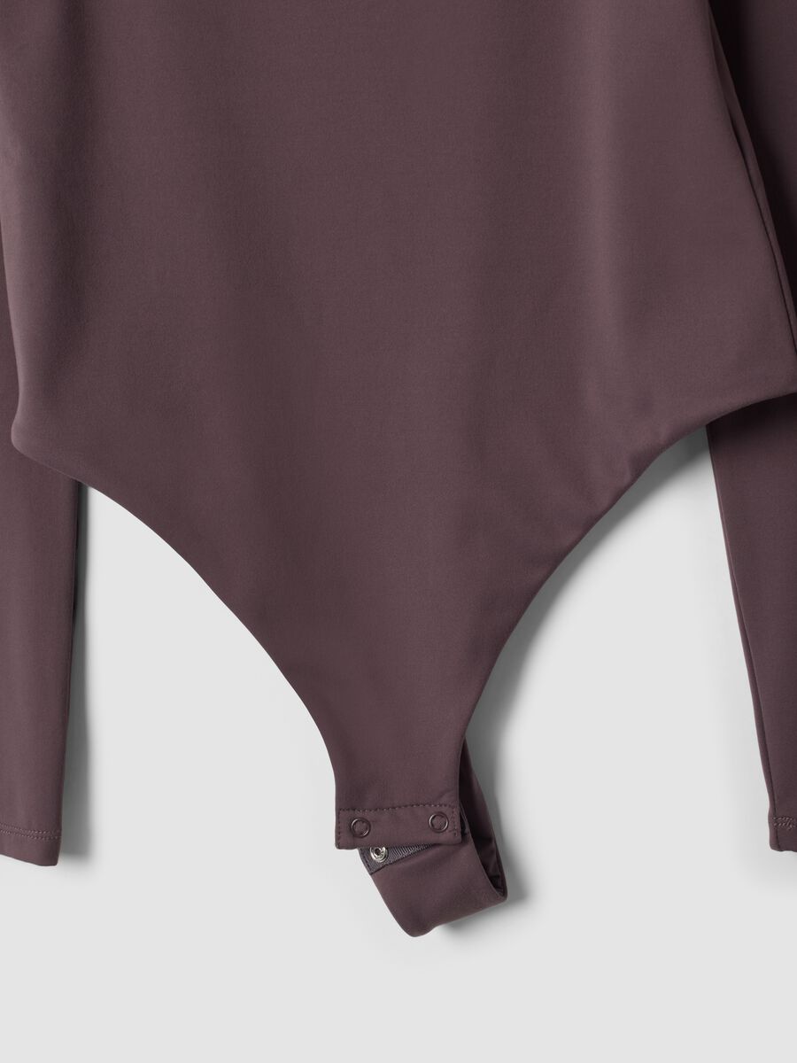 Brown stretch-fabric bodysuit with sweetheart neckline_8