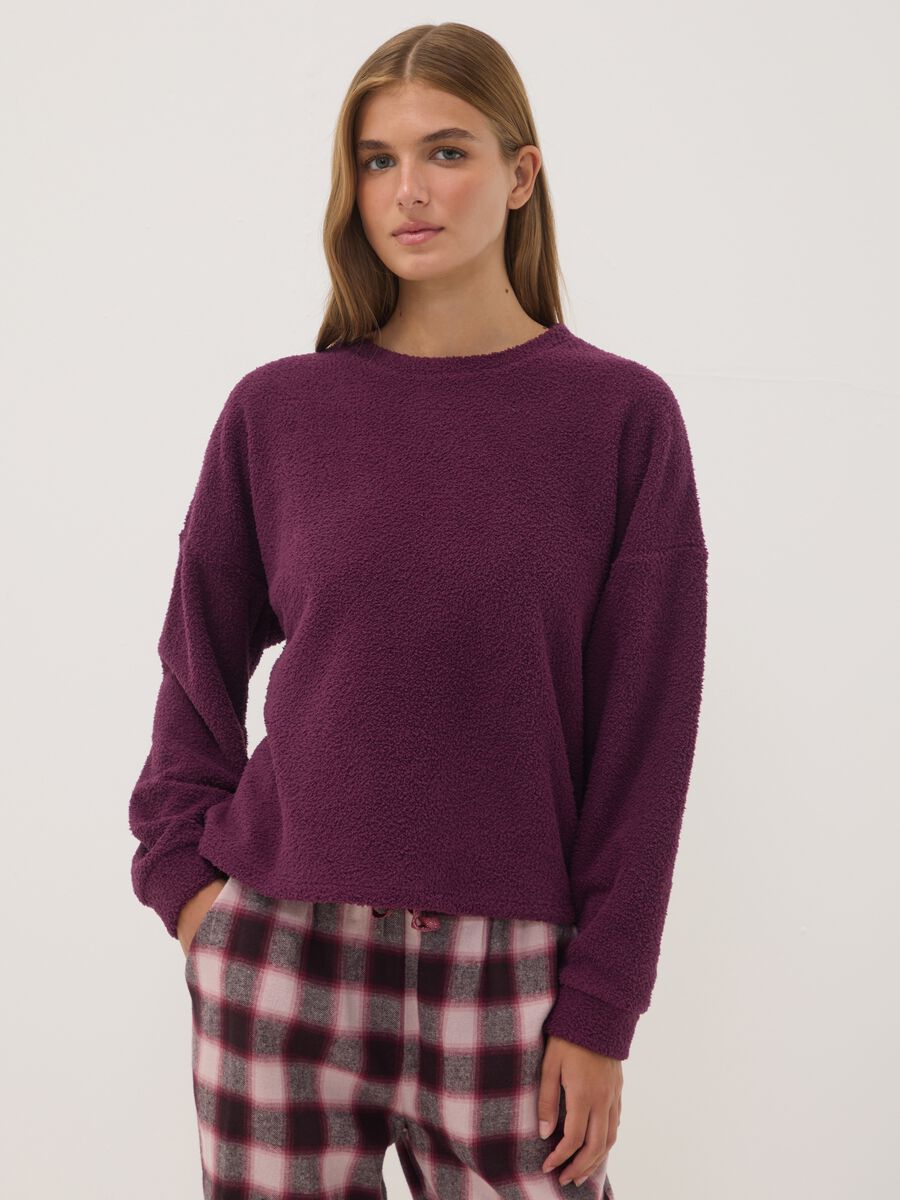 Purple stretch crew-neck pyjamas_2