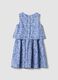 Blue pure cotton mini dress with floral print_1