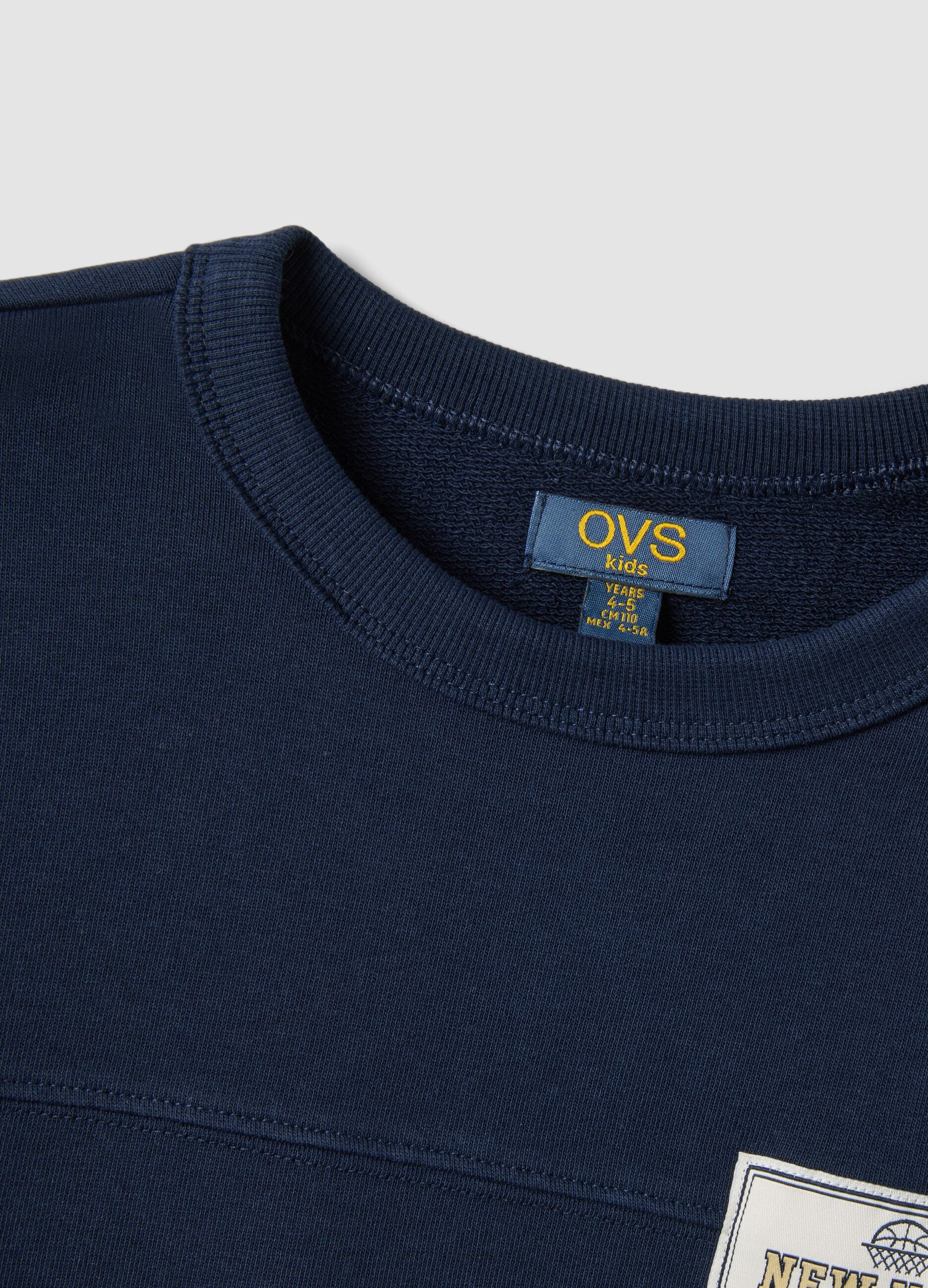 Blue organic cotton sweatshirt with print for boys, relaxed fit
