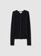 Black viscose blend cardigan with fitted silhouette_0