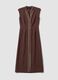 Long brown V-neck button-through dress, regular fit_4