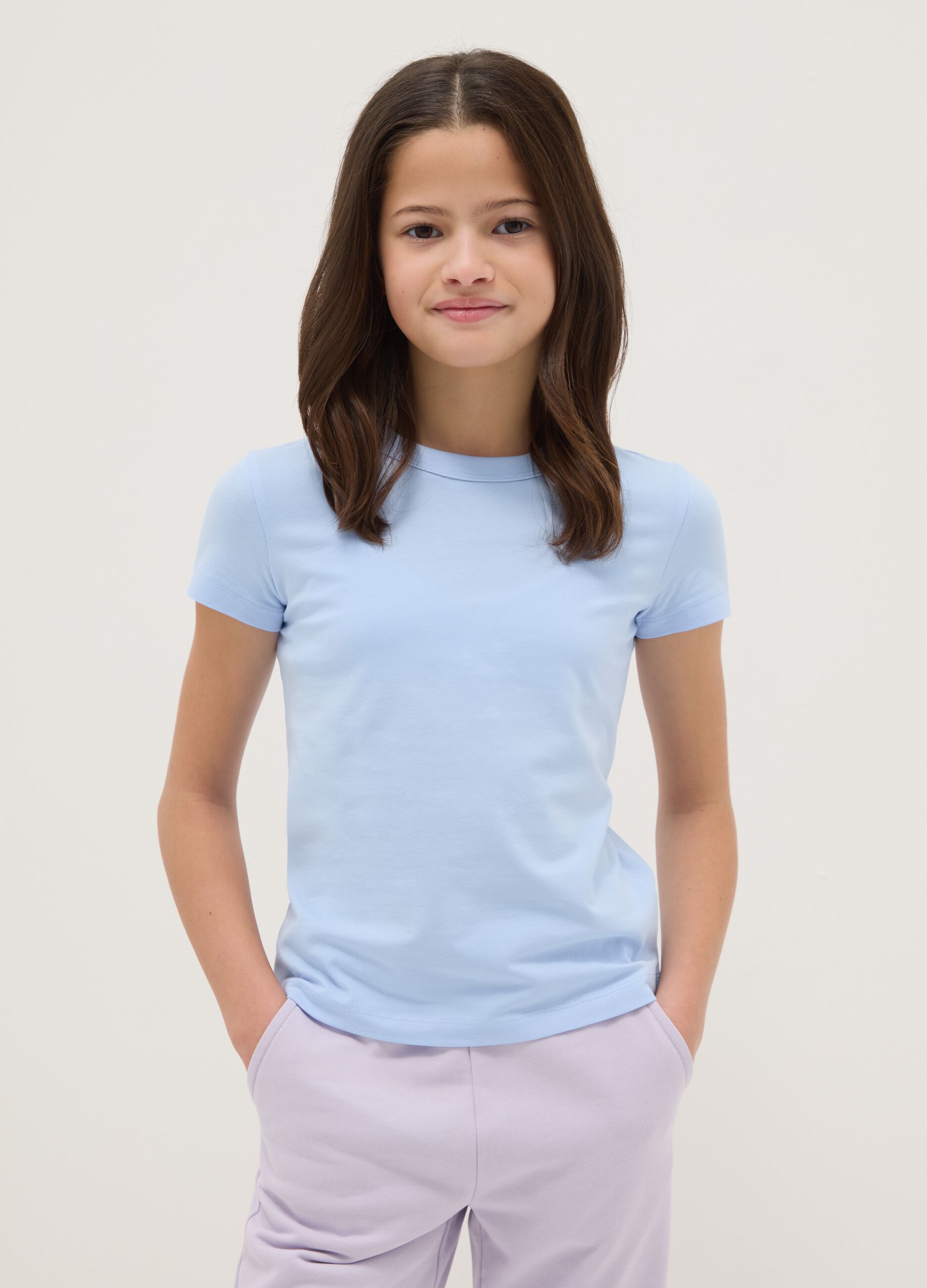 Girls' blue cotton blend t-shirt regular fit