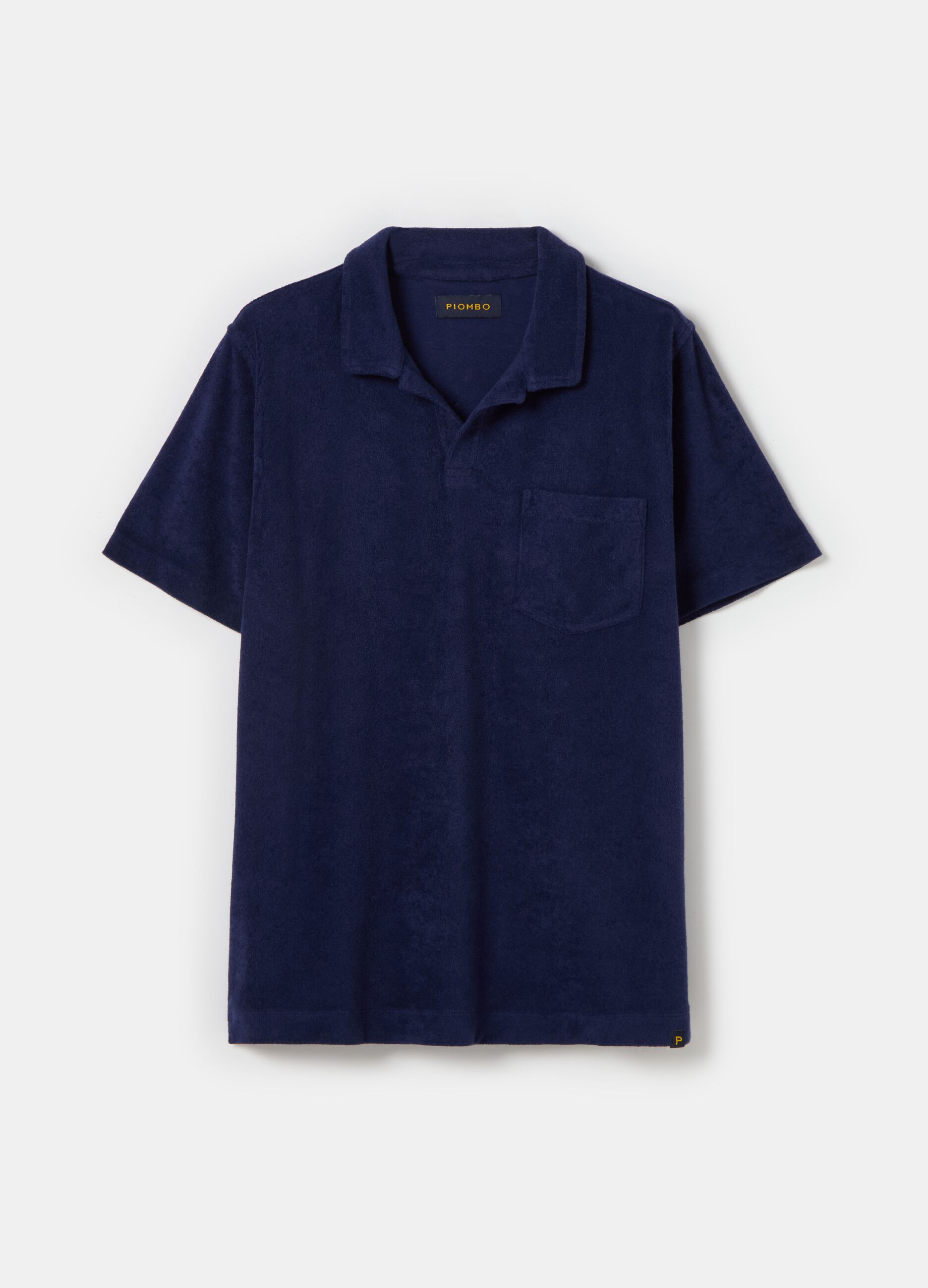 Reverse French terry polo shirt with pocket