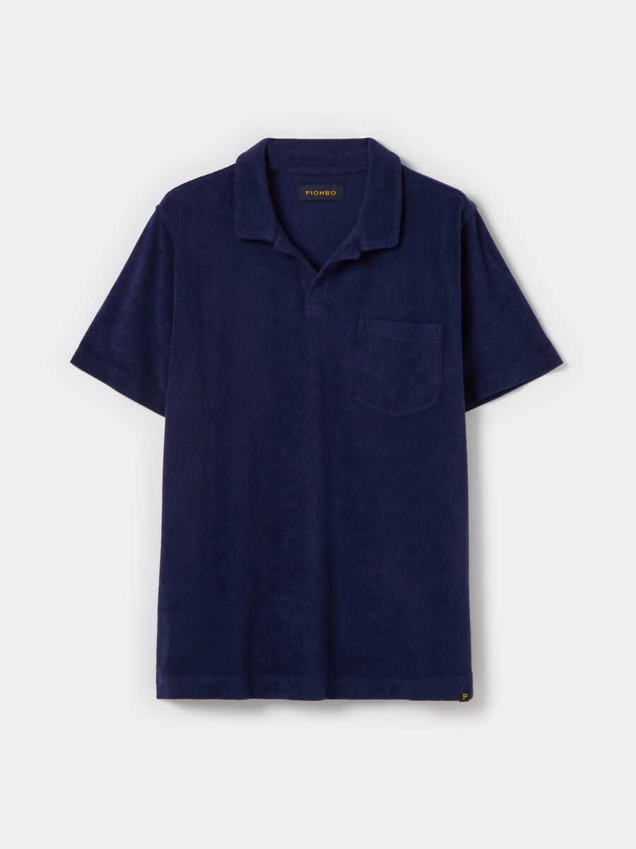 Reverse French terry polo shirt with pocket_3