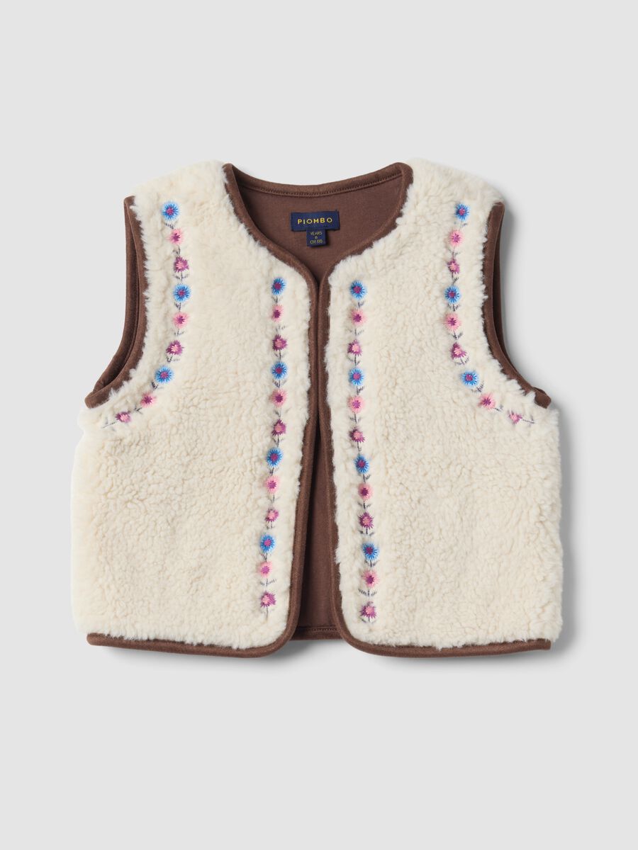 Gilet bianco girocollo con ricami floreali regular fit_0