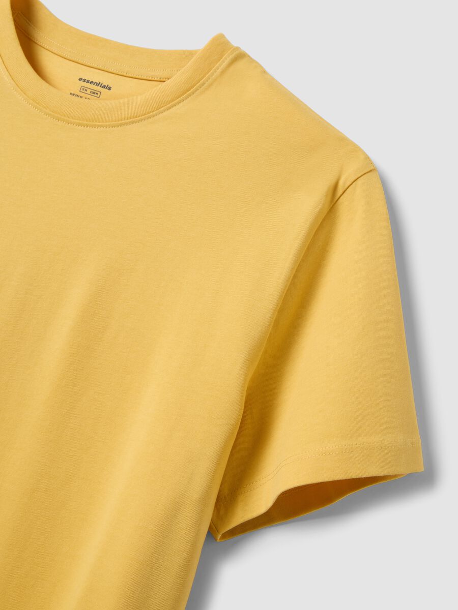 Yellow pure cotton short-sleeve T-shirt_5