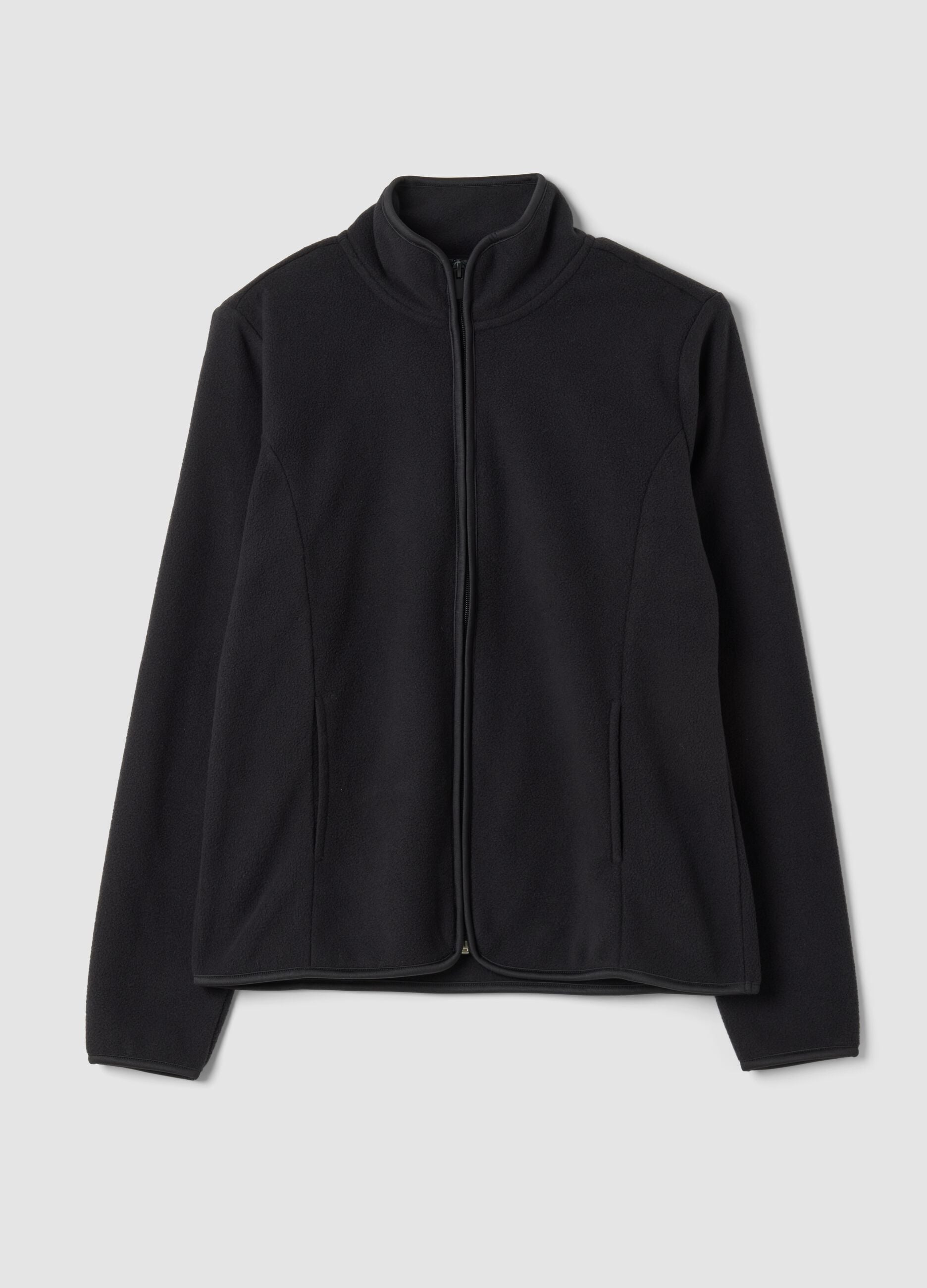 Felpa nera con girocollo e zip