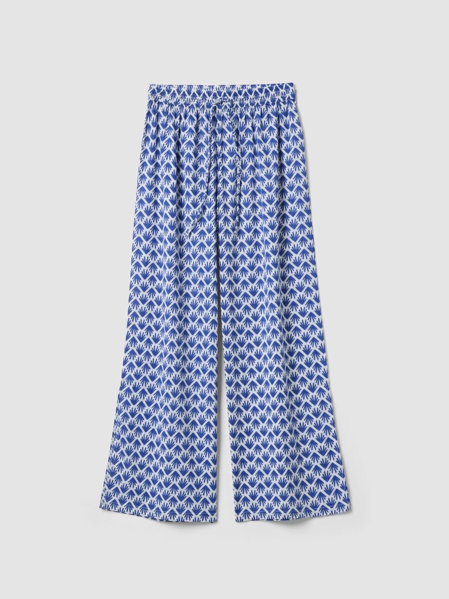 Lange, mehrfarbige Hose aus reiner Baumwolle mit Blumenmuster_4