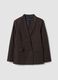 Blazer marron regular en viscose stretch &agrave; micro-carreaux_4