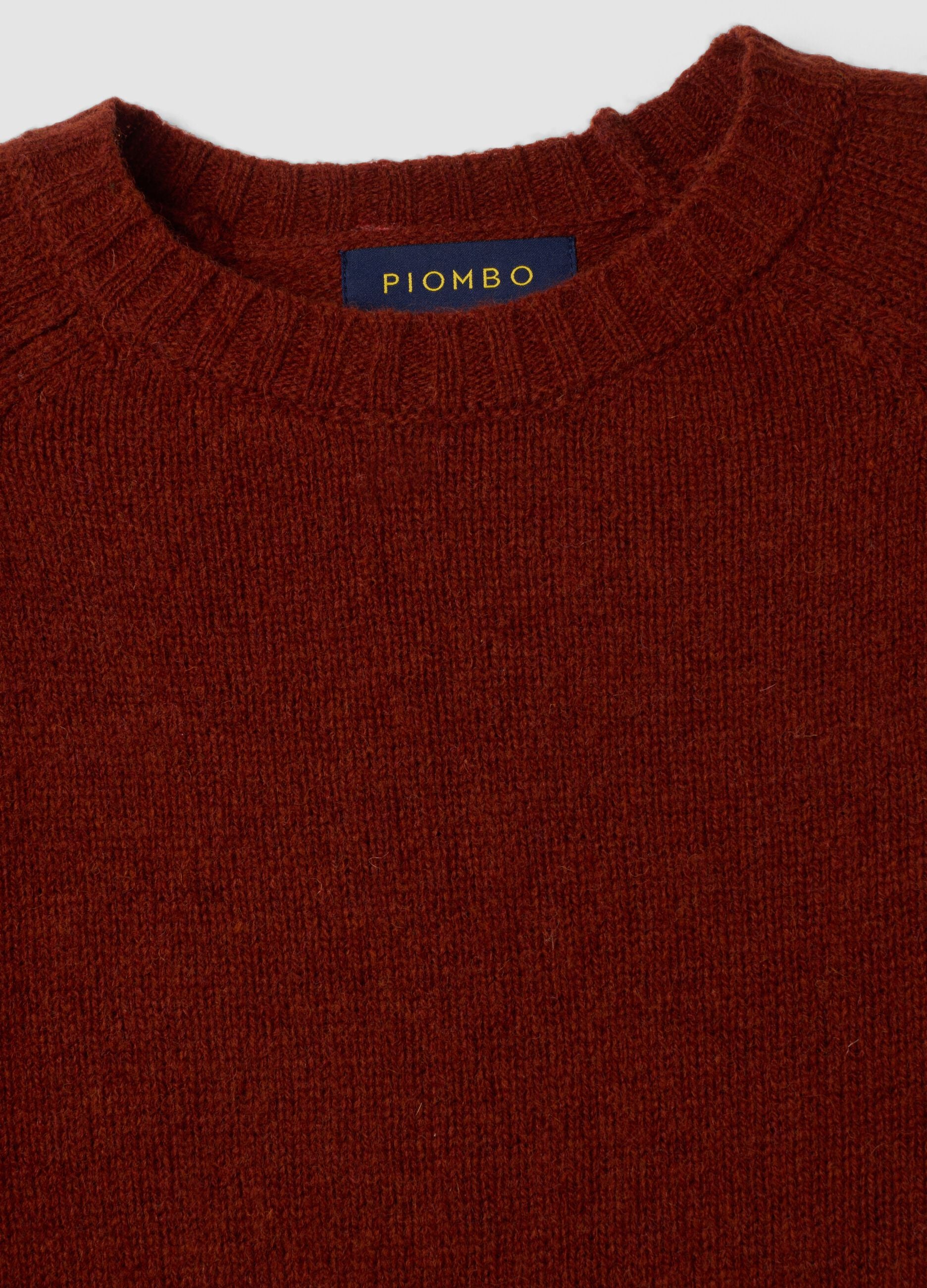 Orange crew-neck jumper in pure wool, regular fit