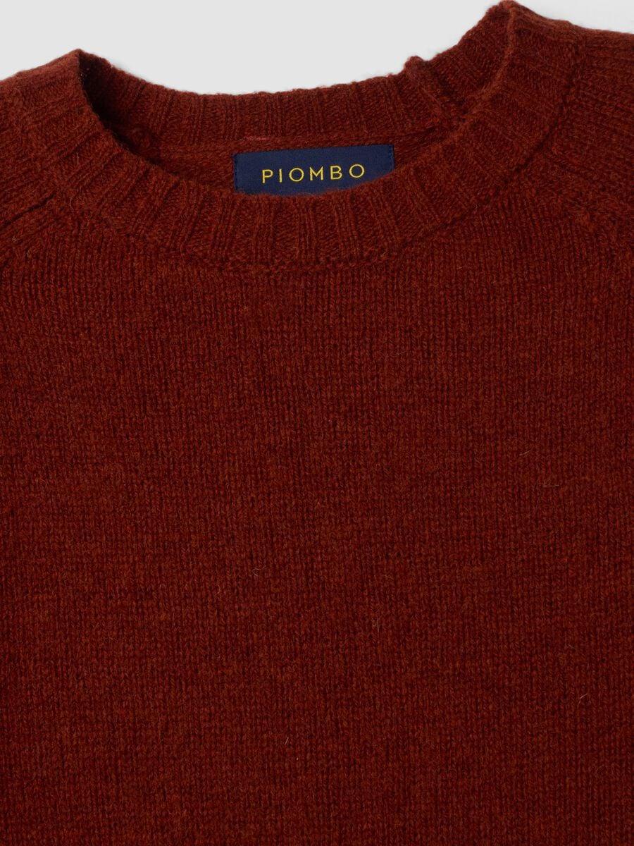 Orange crew-neck jumper in pure wool, regular fit_1