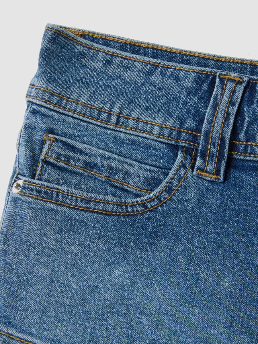 Blue stretch cotton denim shorts_5