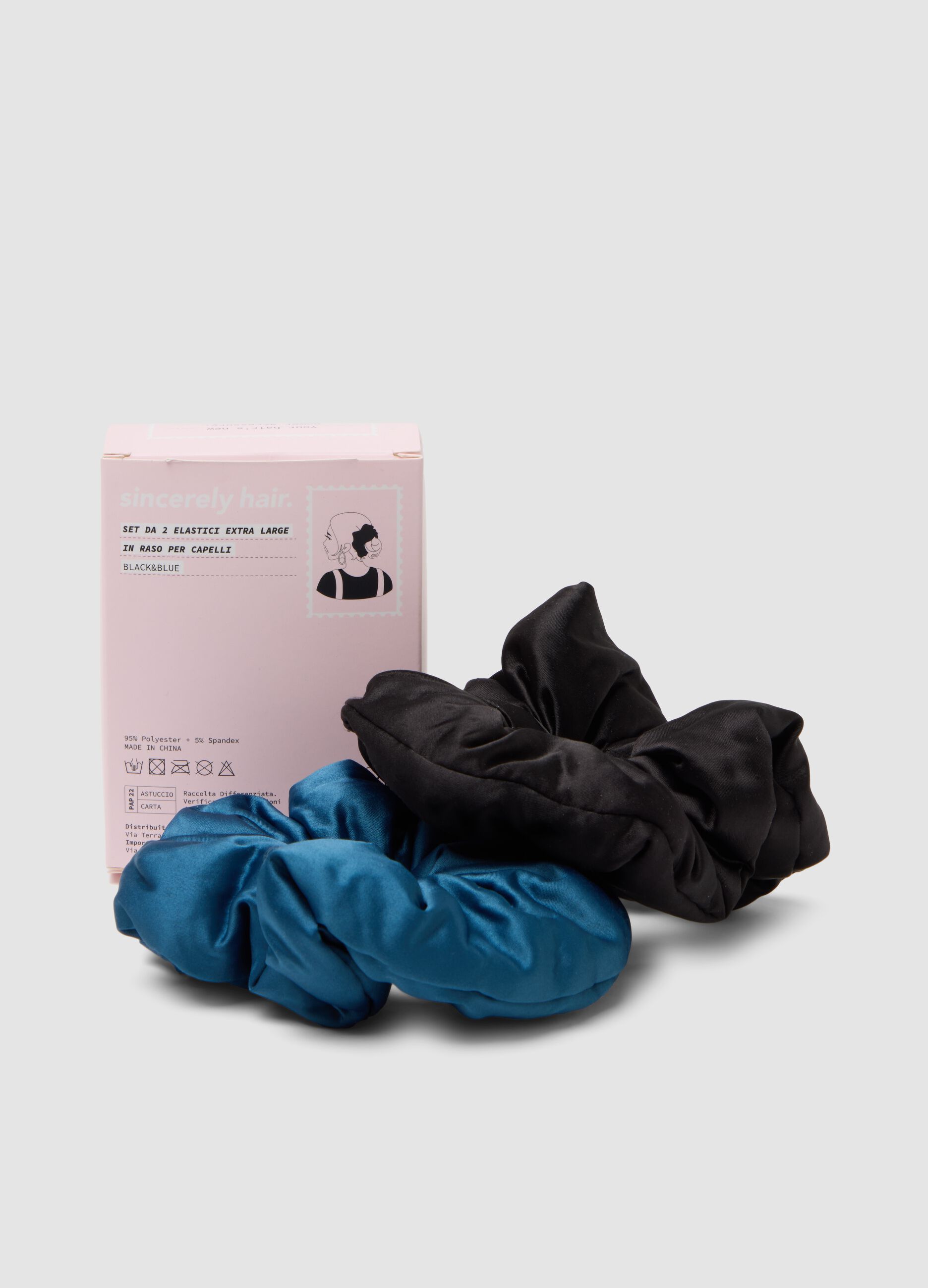 SINCERELY HAIR El&aacute;sticos feather-soft 2 un. XL Preto e Azul