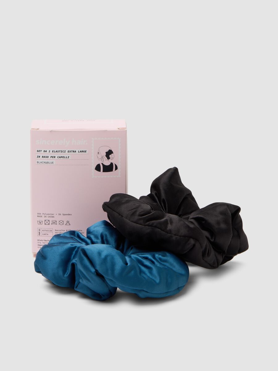SINCERELY HAIR &Eacute;lastiques feather-soft 2 pcs XL Noir & Bleu_2